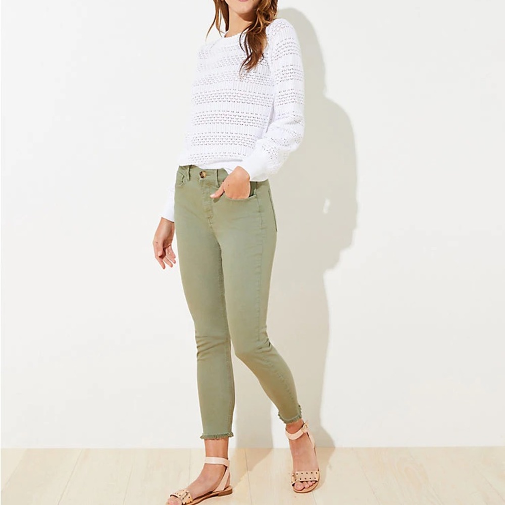 High Rise Skinny Crop Jeans - Garden Green